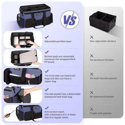 JKAOO Large Wearable Cleaning Caddy Bag with Handles, Denim Blue - color: Denim Blue
