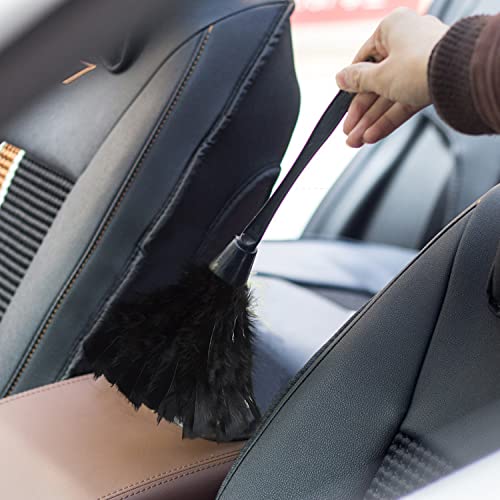 Turkey Feather Dusters for Cleaning Home Blinds Kitchen car Office, Eco-Friendly Reusable （2 pcs Black） - color: Black