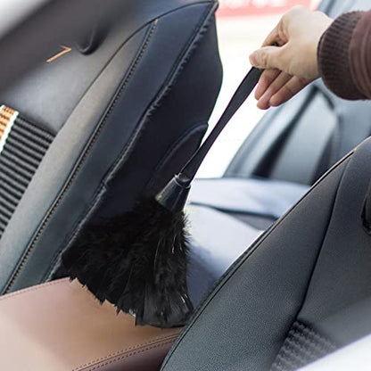 Turkey Feather Dusters for Cleaning Home Blinds Kitchen car Office, Eco-Friendly Reusable （2 pcs Black） - color: Black