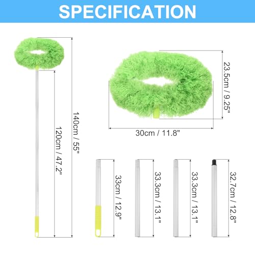 PATIKIL Ceiling Fan Cleaner Duster, 12.9" to 47.2", Microfiber Duster Extendable Handle Fan Blade Cleaning Tool Removable Washable for Furniture Blind, Green - color: Green