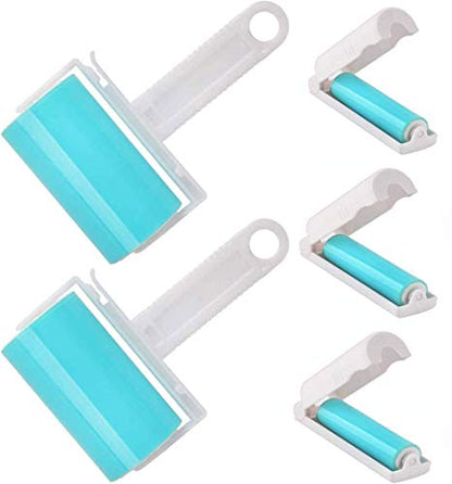 NUOBUT Reusable Sticky Lint Roller 5 Pack, 2 Large & 3 Mini - size: 2M-3S