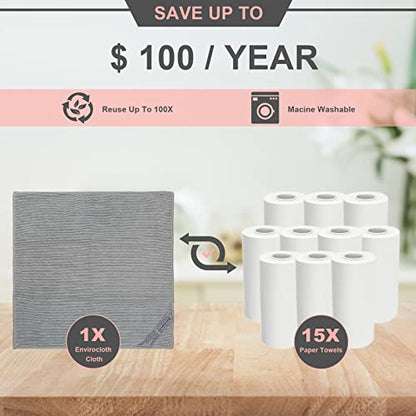 Basic Package - Enviro Cleaning Cloth Cleans without leaving a trace. For Household Enviro Dusting Cleaning Homes, Cars, Bars, Office, Solving Problems, Only Water Is Needed To Complete The Cleaning. - color: Enviro Cloth (Grey & Pink)
