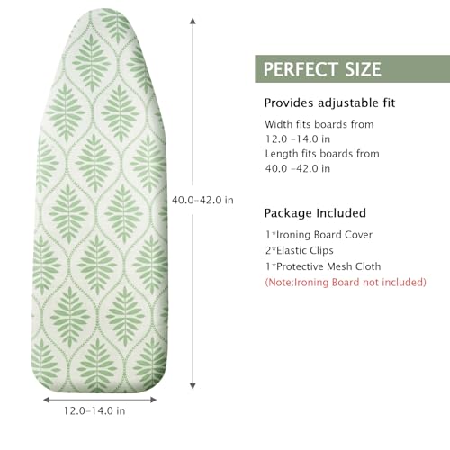 SheeChung 14"x42" Over-The-Door Ironing Board Cover and Pad,Heat Resistance - color: Bohemian Leaves, size: 14"x42"