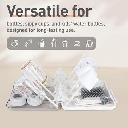Travel Bottle Cleaner Kit, 6-in-1 Baby Bottle Brush Set with Silicone Brush - color: White