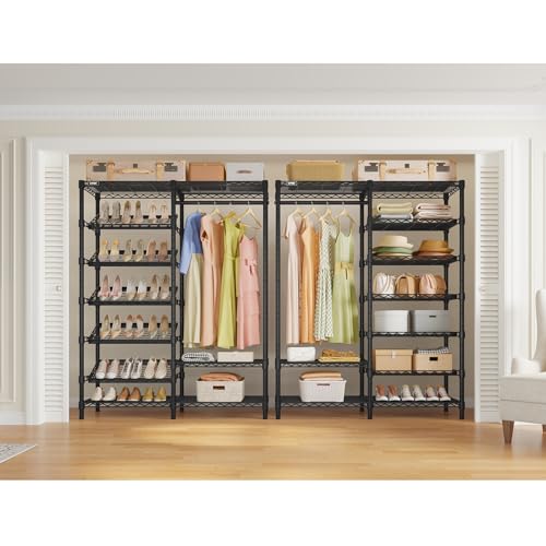 VIPEK S20 Heavy Duty Clothes Rack with 7-Tiers Shoe Shelves, Black - color: Black, size: S20