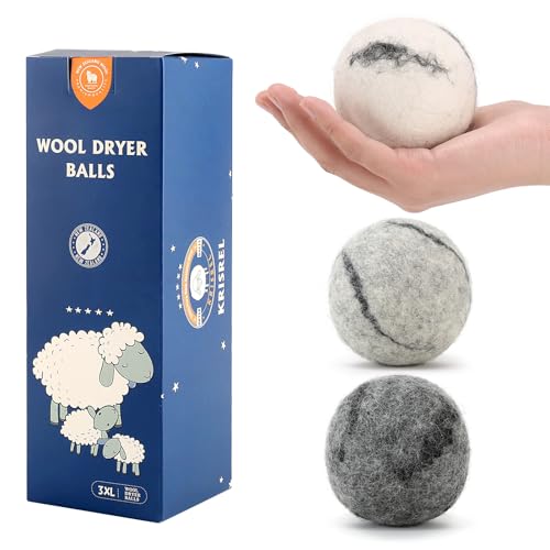 Wool Dryer Balls Handmade 3 Pack XL, Laundry Dryer Balls,100% New Zealand Wool Natural Fabric Softener,Reusable 1000 Loads,Wrinkles Free, Shorten Drying Time,Baby Safe (3 Pack XL,Cloudscape Trio) - color: Cloudscape Trio