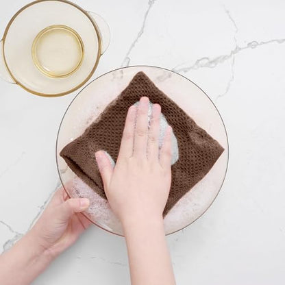 Homaxy 100% Cotton Waffle Weave Kitchen Dish Cloths 18-Pack, Coffee - color: Coffee, size: 12 X 12 - 18 Pack