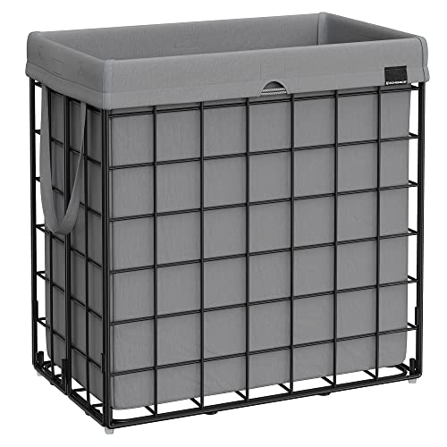 SONGMICS Laundry Hamper, Collapsible, 29 Gal. (110L) - color: Black + Gray, size: 110 L