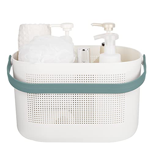 Plastic Portable Shower Caddy Basket, Storage Organizer with Handle, Green - color: Green, size: 1 Pack