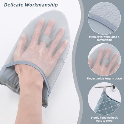 2pcs Garment Steamer Ironing Glove with Finger Loop,Anti Steam Heat Resistant Glove Garments Steamer Mitt, Clothing Steamers Accessories for Clothes
