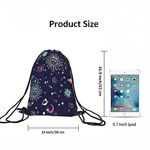 Space Galaxy Constellation Drawstring Backpack Bag Sun Moon Cosmic Field Astronomy Stars Universe Sport Gym Sack String Bag Yoga Bag for Men Women - color: Multi-a111