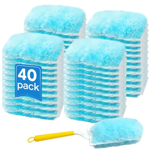 40 Count Duster Refills, Double-Sided 360° Duster Refills with 1 Handle - size: 40 pcs
