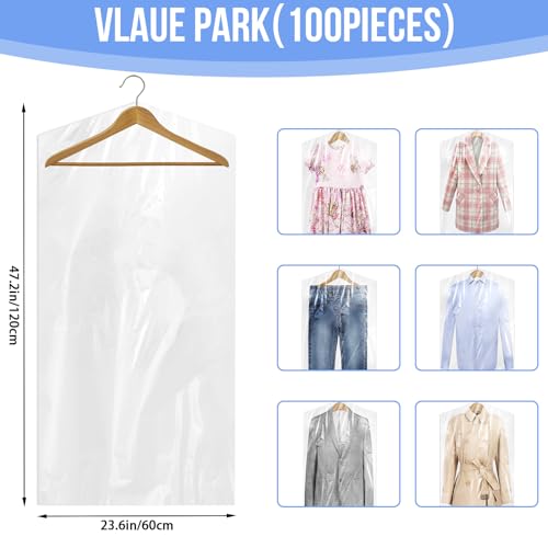 100 Pack Plastic Dry Cleaning Bags, 60x120 cm - size: 60 x 120 cm