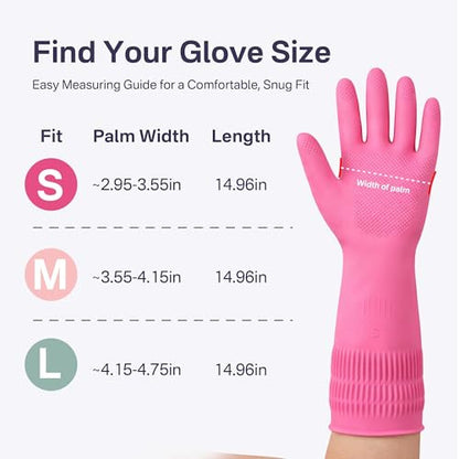 Rubber Dishwashing Gloves, 3 Pairs, Long Cuff Cleaning Gloves - color: Colors (3 Pairs), size: Large