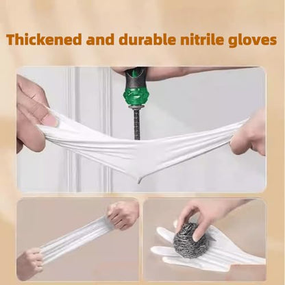 Long Sleeve Nitrile Disposable Gloves 16inch Cleaning 50PCS - color: White, size: Medium