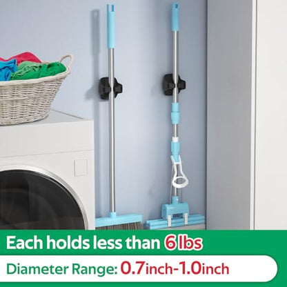 reliahom Broom Holder Wall Mount Mop Grippers organizer wall hanging, 5Pack - color: Black, size: 5 Pack 1Rack