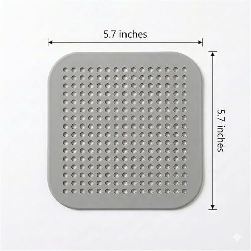 5.7 Inch Large Shower Drain Hair Catcher (2-Pack) - Silicone Square Flat Drain Cover, Fits 5" and 6" Standard Shower Drains, Extra Large Hair Catcher for Bathroom Bathtub & Kitchen Sink - Gray - color: Grey(2pcs)