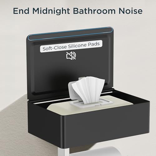 FORIOUS Toilet Paper Holder with Shelf, Wall-Mounted Modern Wipes Dispenser - color: Black & Brushed Nickel, size: Big 1 Pack-8" (L)