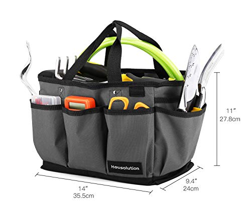 Housolution 14 Inch Gardening Tote Bag, Garden Tool Storage Bag, Gray+Black - color: Gray & Black, size: 14 Inch