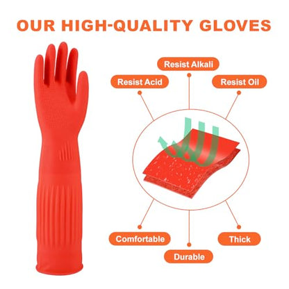 North Tower Rubber Dishwashing Cleaning Gloves 18",2 Pairs Large - size: Large（45cm）