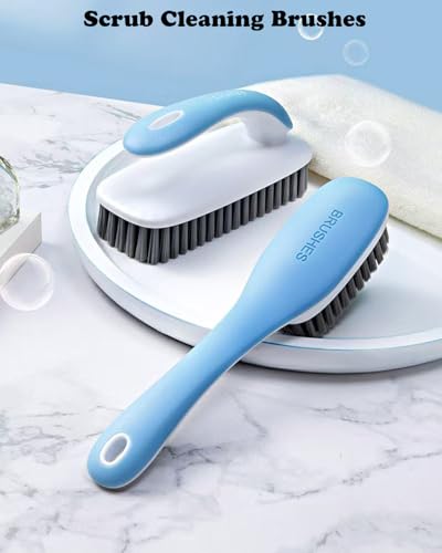 Scrub Brush for Stains-2 Pack Fabric Cleaning Brush,Laundry Stain Remover Brush,Clothes Scrub Brushes Cleaner Soft Bristle Scrubbing Brushes Household Cleaning for Carpet Clothes Bags & More (Blue) - color: Blue