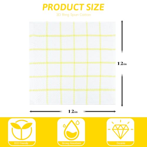 Nialnant 8 Pack Dish Cloths for Washing Dishes - color: Yellow Plaid, size: 12 x 12 in - 8PCS