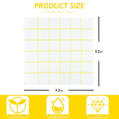 Nialnant 8 Pack Dish Cloths for Washing Dishes - color: Yellow Plaid, size: 12 x 12 in - 8PCS