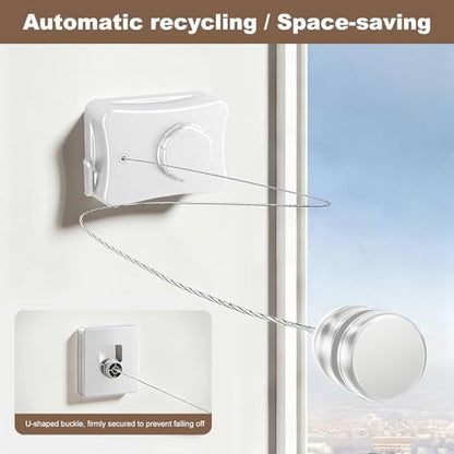 Retractable Clothesline for Indoor & Outdoor Use, White - color: White