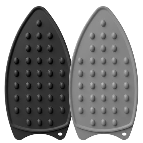 2 Pcs Silicone Iron Rest Pad, Black/Gray - color: Black & Gray