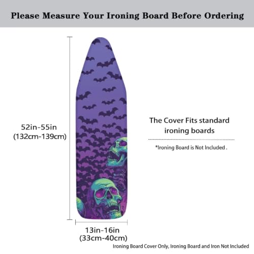 Bat and Skull Pumpkin Iron Board Cover Ironing Board Protector - color: Bat and Skull