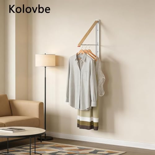 Clothes Drying Rack Wall Mounted for Laundry Balcony RV, Wood Color - color: Wood