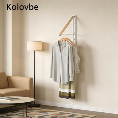 Clothes Drying Rack Wall Mounted for Laundry Balcony RV, Wood Color - color: Wood