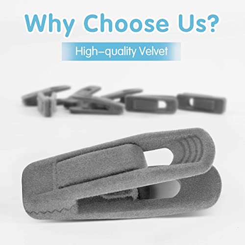 TOFIIGREM Grey Velvet Hangers Clips (80-Pack), Non-Slip Strong Velvet Hangers Clips for Velvet Skirt Hangers, Velvet Pants Hanger Velvet Clips Fit for Thin Velvet Clothes Suit Hangers - color: Gray, size: 80pc