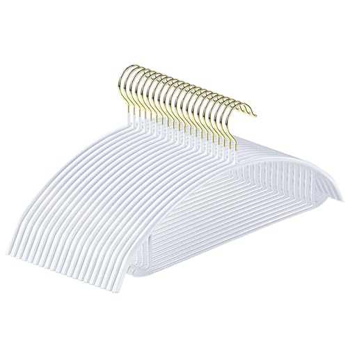 MOPALL Clothes Hangers Non Slip Rubber Coating Metal Hanger, 20 Pack, White - color: White