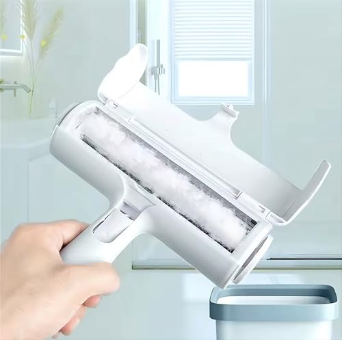 Reusable Pet Hair Remover Roller – Dog & Cat Fur Lint Cleaner for Sofa, Carpet, Bed & Car Seats – No Adhesive Required (White/Grey) - color: White/Grey