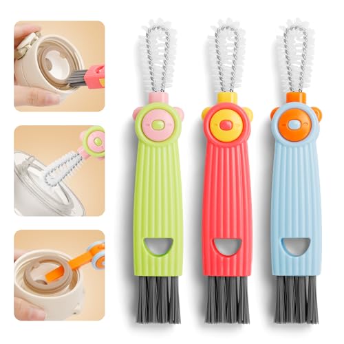 3 in 1 Cup Lid Gap Cleaning Brush Set, Multifunctional Bottle Cleaning Brush, Portable Water Bottle Cleaner Brush, Home Kitchen Cleaning Tools for Thorough Cleaning of Bottles, Cups, and Tight Spaces - color: Multicolored