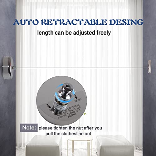 Retractable Clothesline 304 Stainless Steel Durable with Heavy Duty Adjustable Rope Shower Clothes Line for Outdoor and Indoor