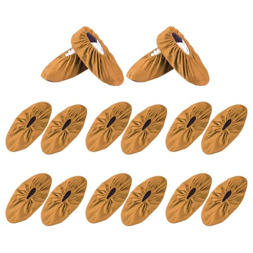 PATIKIL Reusable Shoe Covers, Non-Slip Shoe Protectors Cover Polyester Washable Foot Boot Covering - color: Light Brown, size: 12 inch