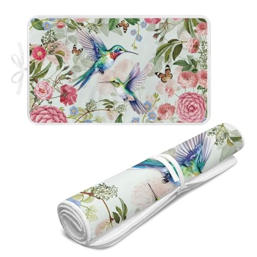 Ironing Mat Foldable Ironing Pad Portable Board Iron Board Alternative Cover,Hummingbird Floral Small Iron Mat for Table Top,Washer and Dryer 32 x 16 Inch - color: Hummingbird Floral