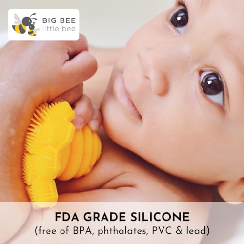 Big Bee, Little Bee - Kids Original ScrubBEE, 100% Silicone Childrens Bath Scrubber, Promotes Effective Independent Hand & Body Washing, As Seen on Shark Tank (Rose) - color: Rose