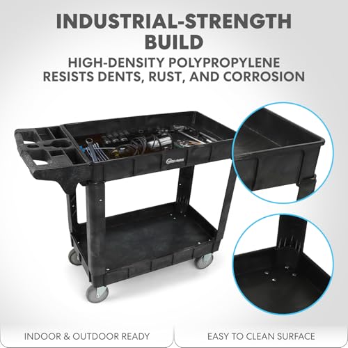 Simpli-Magic Simpli-Magic Rolling Utility Cart on Wheels, Heavy Duty with Ergonomic Handle, Deep Shelfs for Garage, Warehouse, Workshop, 600-Pound Capacity 40x33x17-Inch