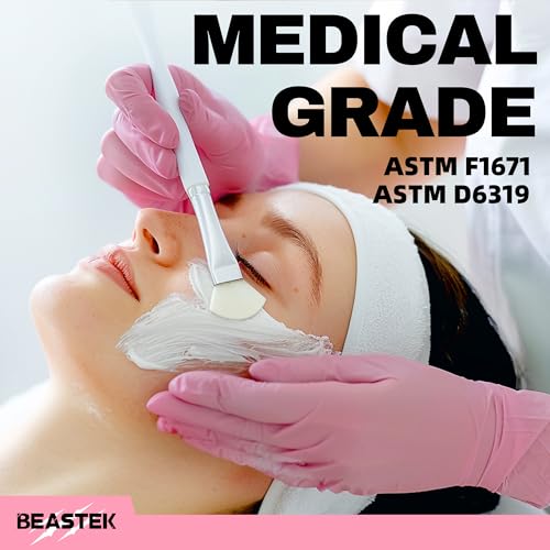 BEASTEK Medical Nitrile Exam Gloves Disposable Powder-Free, 4 Mil 100 Count - color: Small (Rose Quartz)