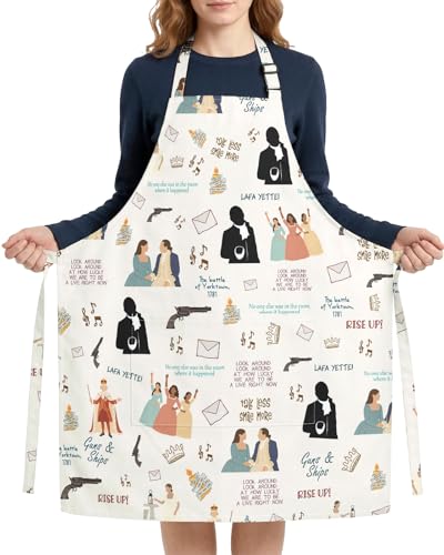 Women Apron, Cute Kitchen Aprons for Women, Girls - color: Beige Broadway Musical Theater