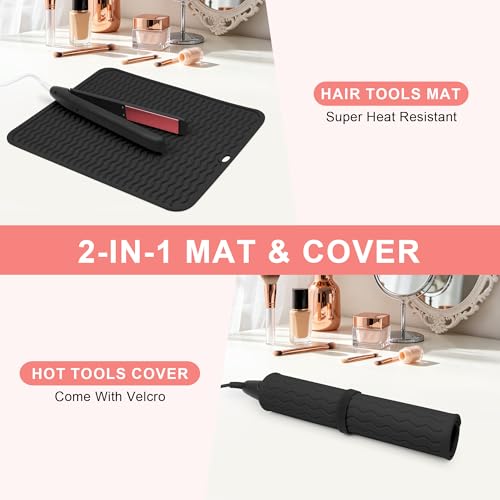 Oversize Silicone Heat Resistant Mat for Hair Tools - color: Black