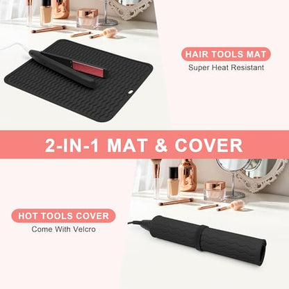 Oversize Silicone Heat Resistant Mat for Hair Tools - color: Black