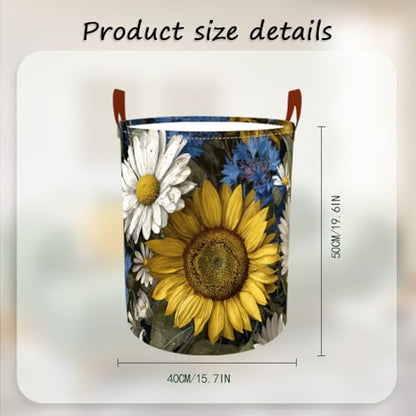 Laundry Basket 15.7x19.7 in Sunflower Daisy Hamper for Bedroom - color: colorful0434