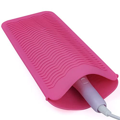 Silicone Heat Resistant Mat Pouch for Hair Straightener,Curling Iron, Pink - color: Pink, size: 1 Pack
