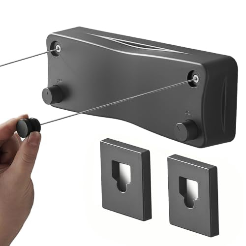 Anti-Sag Retractable Clothesline 40LB Capacity - 201in Stainless Steel Laundry Line for Indoor Outdoor, Wall Mounted Space Saving Easy Install (Gray, Double Lines) - color: Gray, size: Double lines