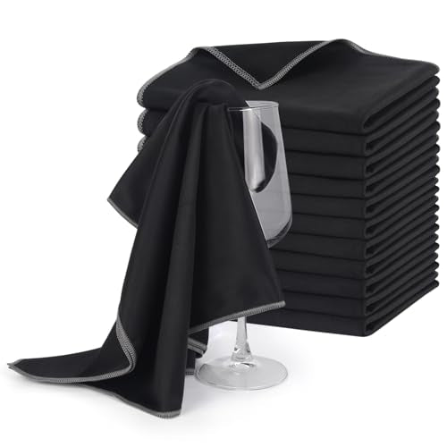 SINLAND Microfiber Glass Polishing Cloths Cleaning Rag 20x25In 12Pack Black - color: Black, size: 20Inchx25Inch 12Pcs