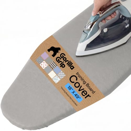 GORILLA GRIP Padded Ironing Board Cover, 18x49, Silver - color: Gray Silver, size: 18" X 49"